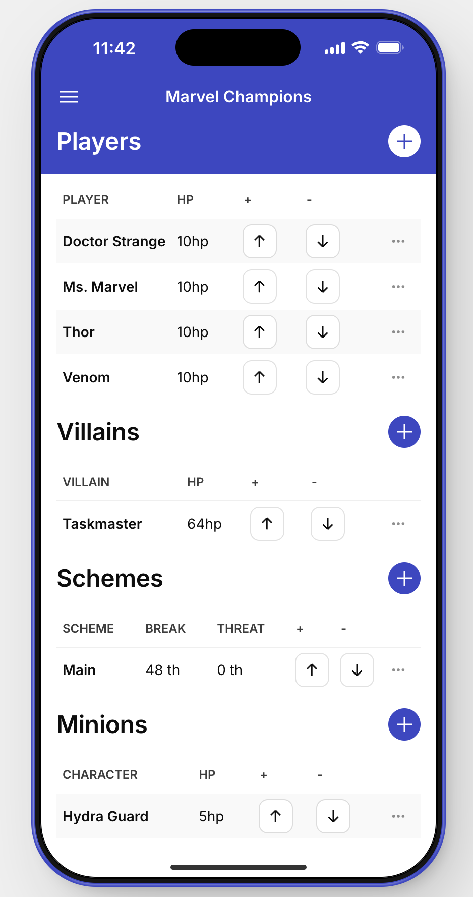 Marvel Champions Tracker app